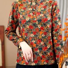 一件代发直播爆款秋冬新款时尚宽松长袖T恤加绒中年妈妈上衣女装