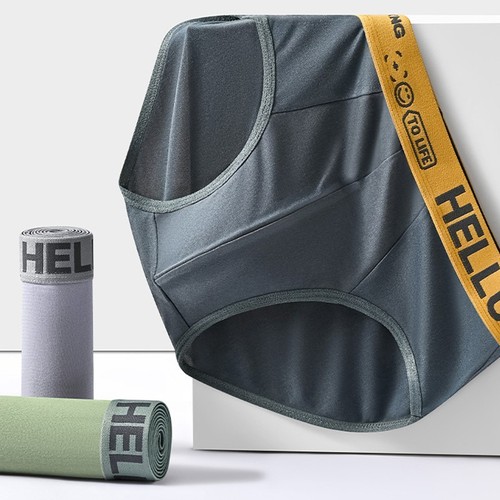 Men's Tri-Blend Briefs New Simple Comfortable Breathable Skin-friendly Underwear for Students, Youth, and Middle-aged Men - Cross-border Wholesale
