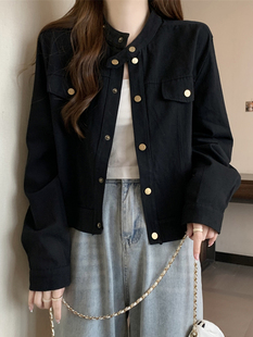 Long Sleeve Jacket Women's Spring 2025 New American Style Retro Loose Slimming All-match Collar Short Jacket Top