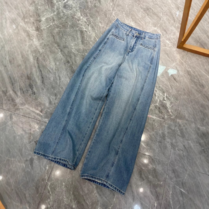 2025 夏の新しいシンプルなファッション多用途スタイルハイウエストデザインストレートジーンズ卸売|undefined