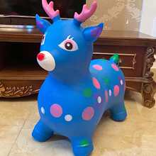 早教充气玩具坐骑一岁宝宝防摔幼儿骑骑马彩绘鹿跳跳马带音乐批发