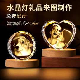 跨境新品水晶定制照片宠物人物纪念品桌面摆件送女孩男孩节日礼品