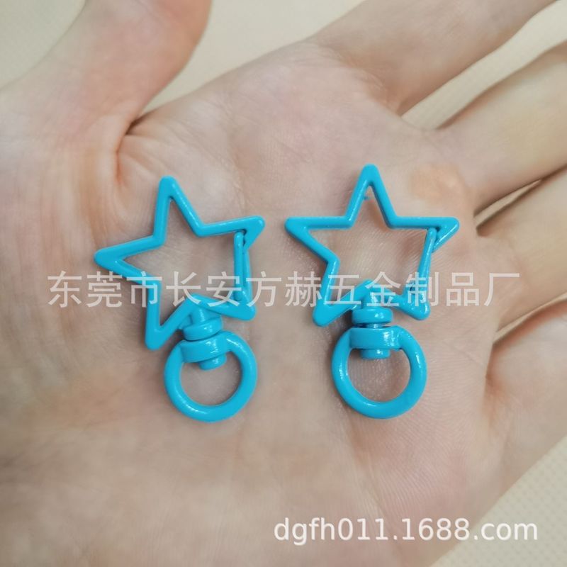 Diyアクセサリーのキーホルダーカラー塗装金属犬ボタン五角星形マスクチェーンキャンディー色キーホルダー|undefined