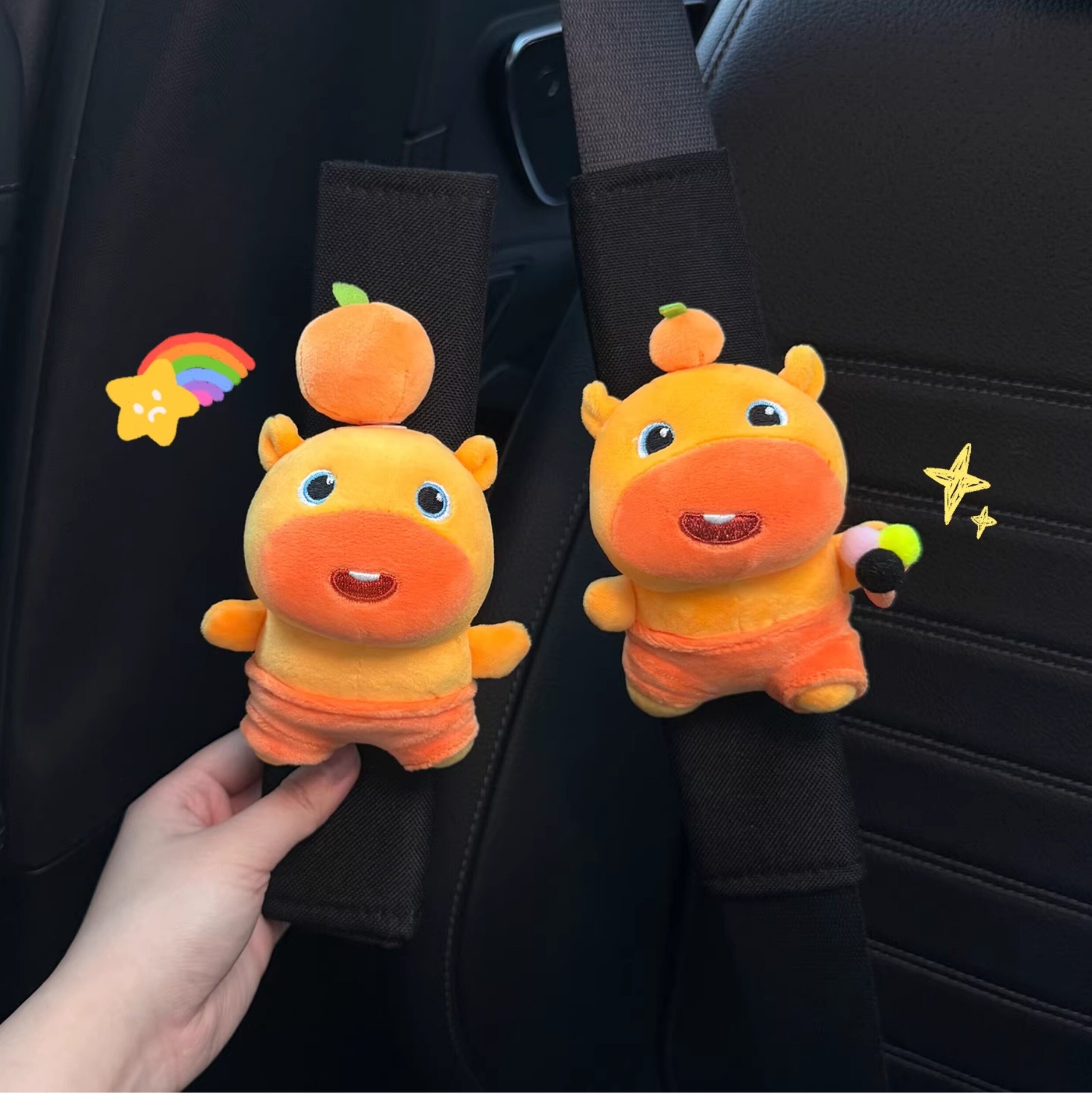 Capybara Lulu Car Seatbelt Shoulder Pads, Car Seatbelt Decoration, Anti-Wear Clothing, Cute Couple Set