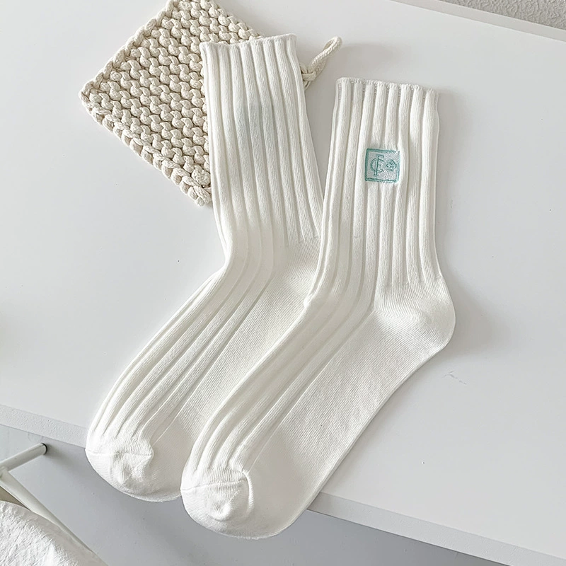 Knee Socks (Tide) Embroidered Fashion Socks, South Korea Style, One Size, Colorful