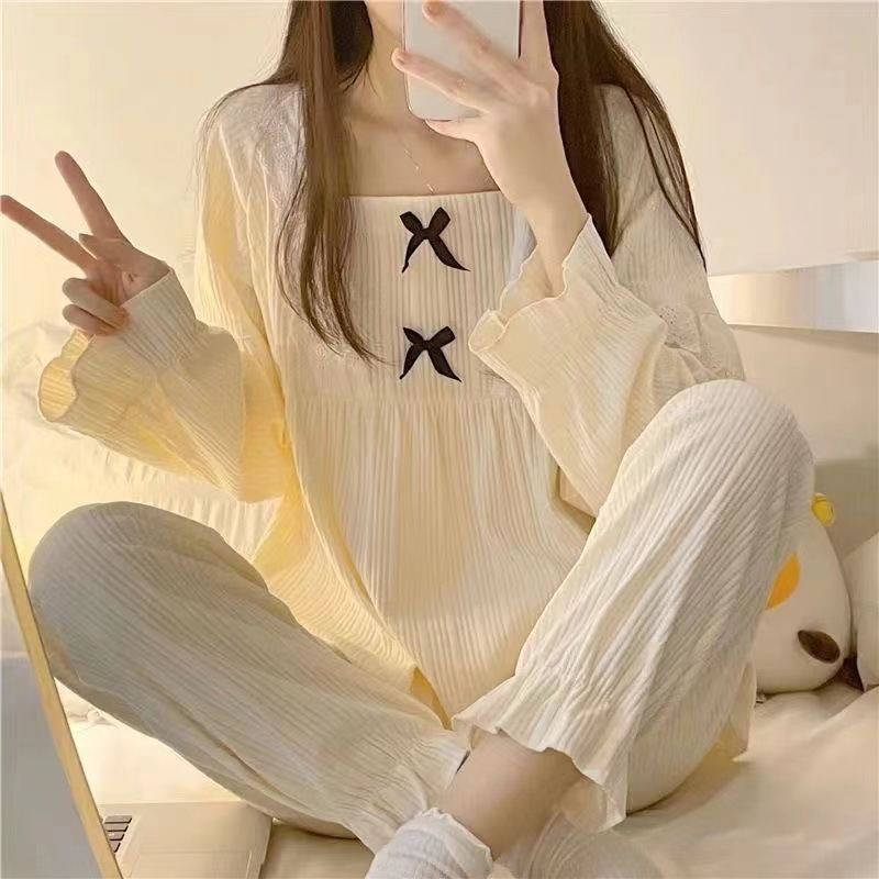 스퀘어 칼라 더블 보우