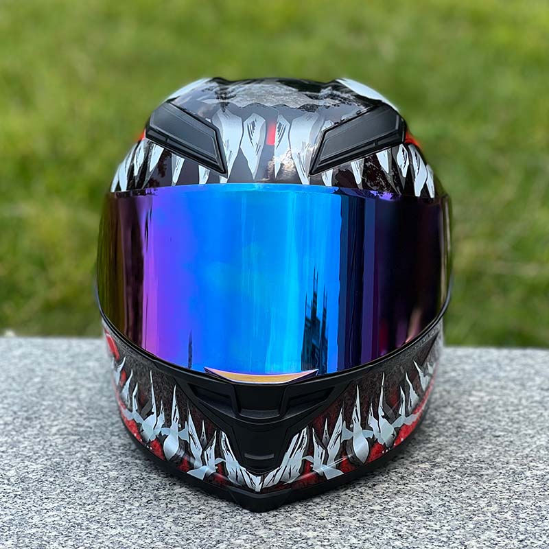 Motorcycle Helmet Personalized Snow House Style with Extended Spoiler