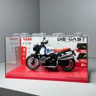 합금 풀백 버전 [패셔너블 화이트] 고급 아크릴 장식품 투명 상자 + 베이스