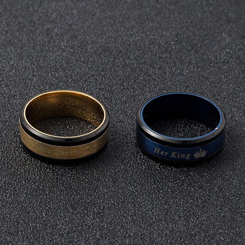 Rings Classification 1 Piece Quantity Holiday, Daily Occasion 304 Stainless Steel Material Casual Simple Style Letter Crown 304 Stainless Steel Couple Rings