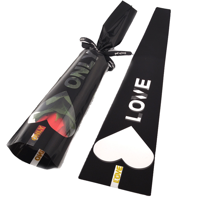 Bolsa triangular Bolsa de flores individuales Carnation Bolsa de rosas Bolsa de flores Ventana del corazón del día de San Valentín Bolsa de un solo ramo Bolsa de embalaje Amor