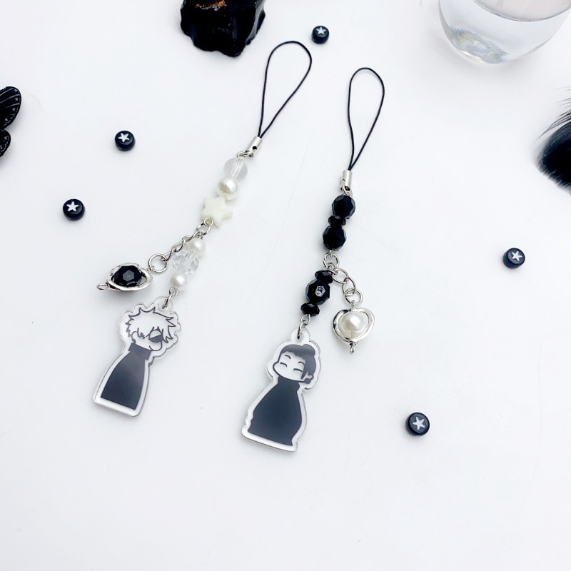 Cross-border creative keychain pendant Star phone case beaded chain personality all-match mobile phone chain car pendant fashion