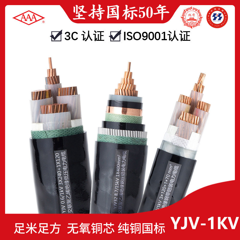 厂家供应 电力电缆YJV-1kV 多种规格可选 国标铜芯电缆电缆线