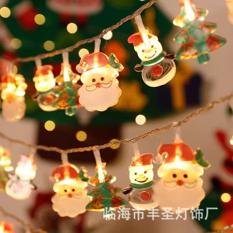 Cadena de luz LED transfronteriza de Navidad diseño de escena Santa Claus caja de la batería Cadena de luz árbol de Navidad luz decorativa