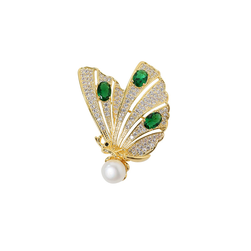 Accesorios de bricolaje de micro-paddle piedra de moda coreana mariposa perla broche cardigan suéter de mujer broche de broche de pecho soporte vacío
