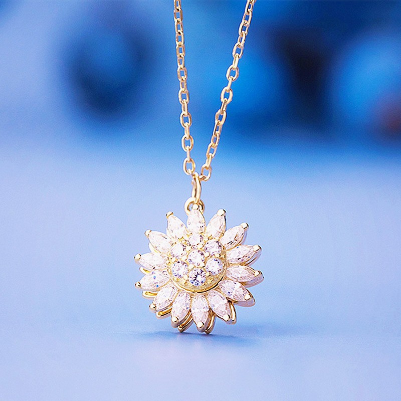 Fashion, Simple Style Style Titanium Steel Simple Style Fashion Plating Flowers Flower Zircon Necklace