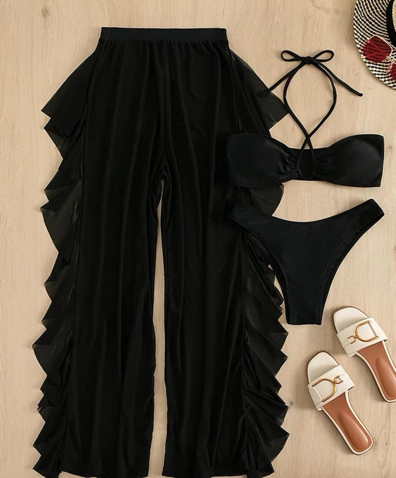 Women's Solid Color 3 Pieces Set Bikinis Swimwear display picture 10