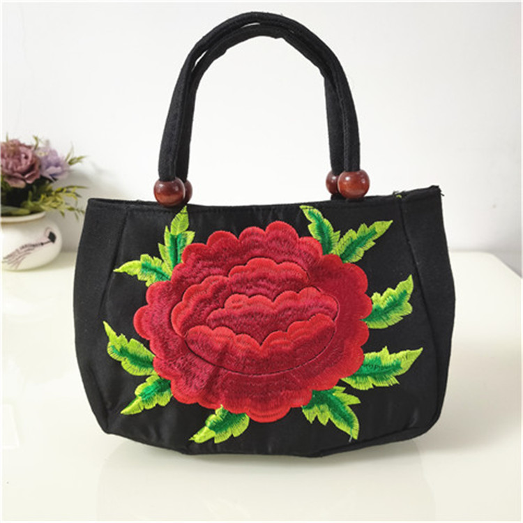 Suministro directo de fábrica bolso de estilo étnico de doble cara bordado lienzo pequeño bolso de mujer casual moda Retro