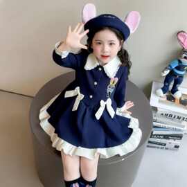 女童春季学院风连衣裙儿童网红时尚小女孩兔子警官甜美可爱公主裙