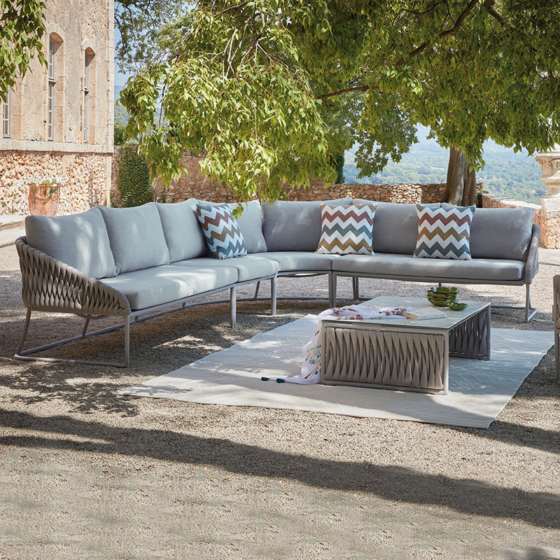 Sofá de patio exterior, conjunto de muebles de ocio para balcón de villa, sofá de ratán resistente al agua y al sol para terraza de jardín exterior. image 4