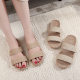 Summer Linen Slippers Woven Home Home Indoor Couple Sandals Breathable Non-Slip Sweat-Absorbent Wooden Floor Cotton and Linen Straw Sandals