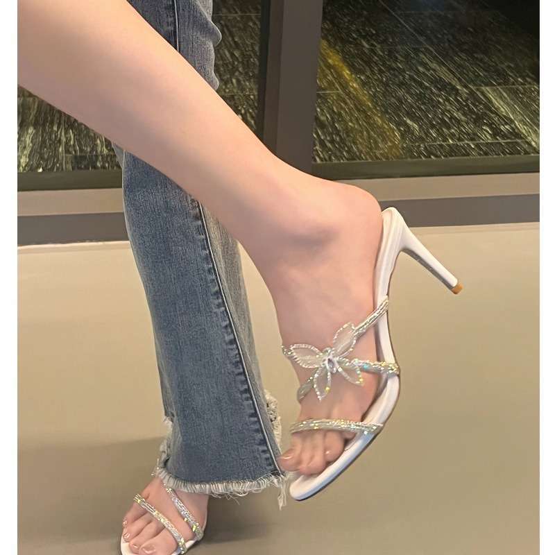 Hot Diamond Craftsmanship ~ 2025 Summer Open-Toe Bow Rhinestone Strap High-Heeled Sandals Thick-Heeled Sandals Trendy