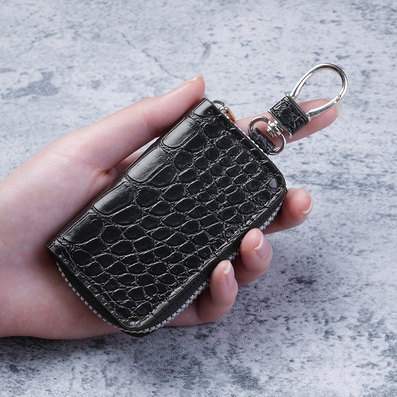 New Style Men's Crocodile Pattern Car Key Bag European and American Style Business Zipper Keychain Waist Hanging Key Bag for Men