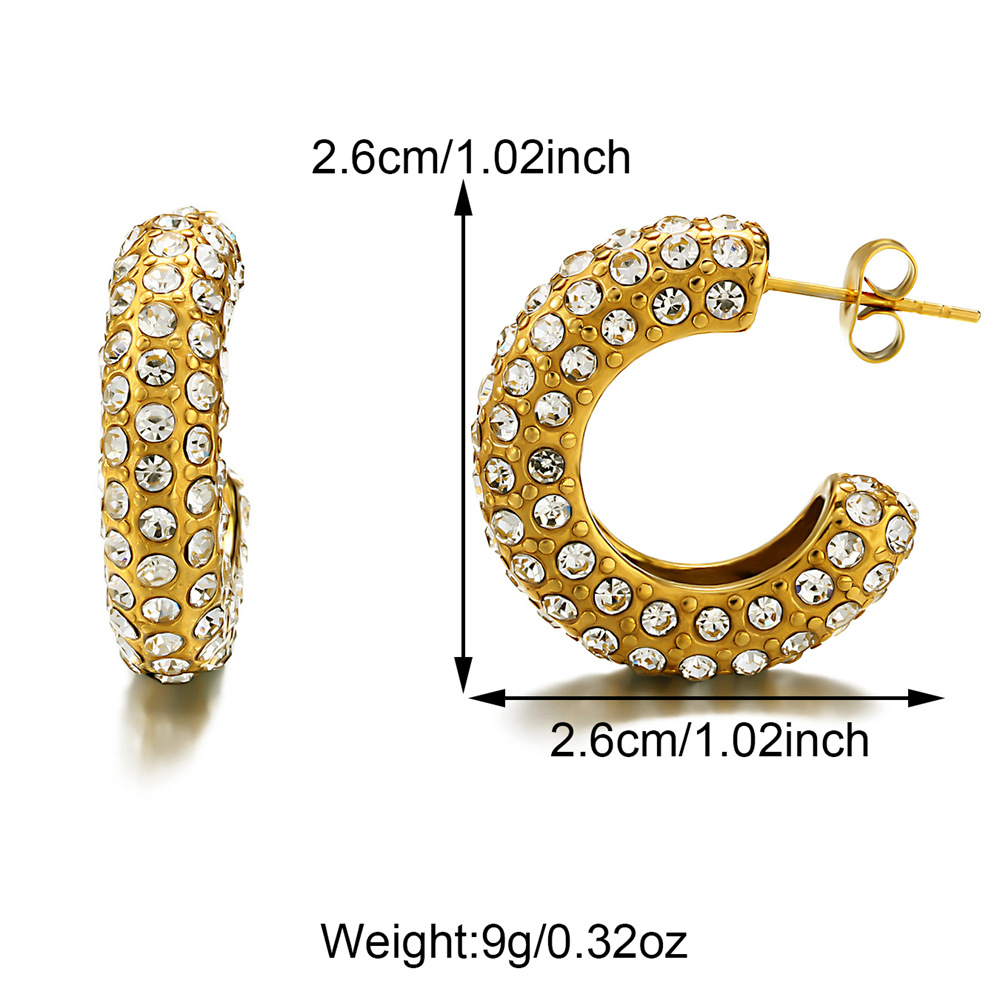 1 Pair IG Style Simple Style C Shape Flower Bee Plating Inlay 304 Stainless Steel Pearl Zircon Earrings Ear Studs display picture 13