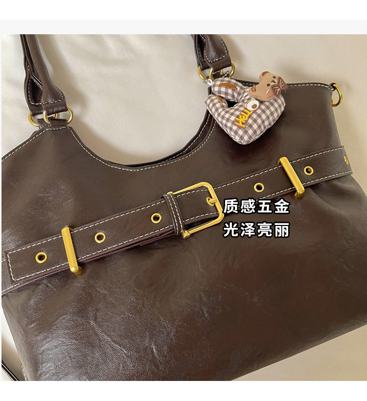Túi tote đeo vai đeo chéo cỡ lớn phong cách tối giản, túi xách tay kẹp nách — Gạo trắng không có mặt dây chuyền, Màu cà phê Không có mặt dây chuyền, Màu nâu không có mặt dây chuyền, Đen không có mặt dây chuyền chi tiết 5