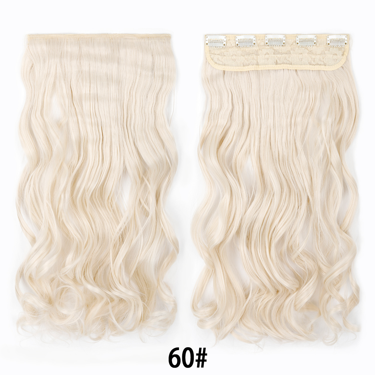 Extensión de Cabello de 5 Clips de 18 Pulgadas de Fibra de Alta Temperatura Rizado para Señoras