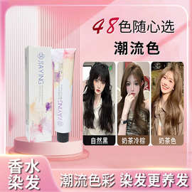 香水染发剂植萃纯不伤发家用盖白发免漂流行色染发膏美发用品批发