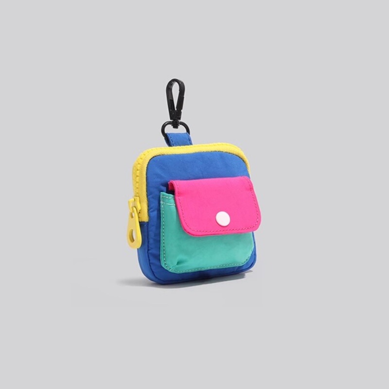 Cross-Border Niche Color-Blocking Mini Portable Storage Bag, Small Hanging Bag, Bluetooth Earphone Case, Lipstick Bag, Coin Purse, Change Pouch