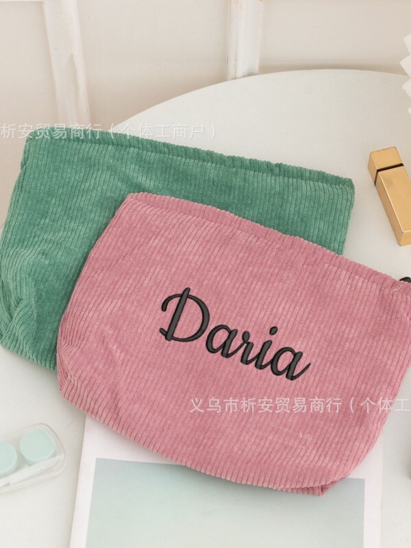 Etsy個性化刺繍コーデュロイ化粧バッグ携帯洗面バッグ大容量メイク直し小銭携帯バッグ|undefined