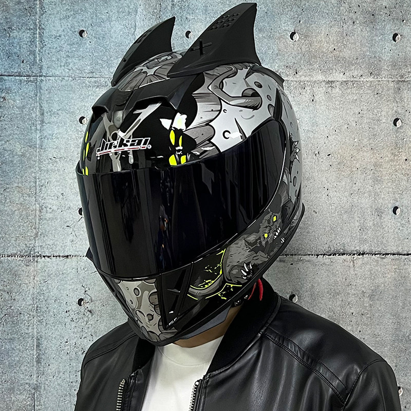 JIEKAI coche eléctrico bicicleta casco hombres y mujeres casco completo cuatro estaciones doble espejo bluetooth personalidad casco gris mentira carrera