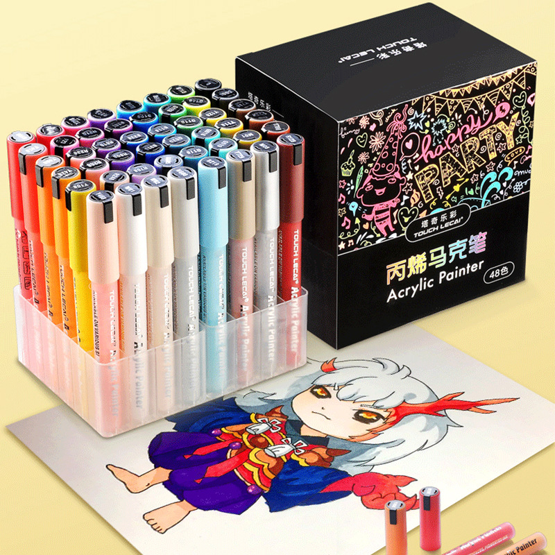 Lecai marcador de acrílico DIY teléfono móvil Shell impermeable color relleno zapatos de la pluma 60 color acrílico pigmento pluma graffiti pluma