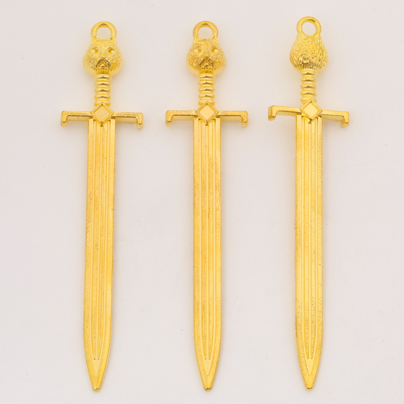 Retro Style 1 Piece Alloy Zinc Sword Cat Pendant DIY Jewelry Accessories