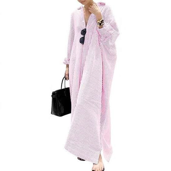 2025 Amazon's Hottest Style Lazy Style Women's Casual Long-Sleeved Buttoned Loose Stripesd Maxi Shirt Dress 2025 Amazon's Hottest Style Lazy Style Women's Casual Long-Sleeved Buttoned Loose Stripesd Maxi Shirt Dress