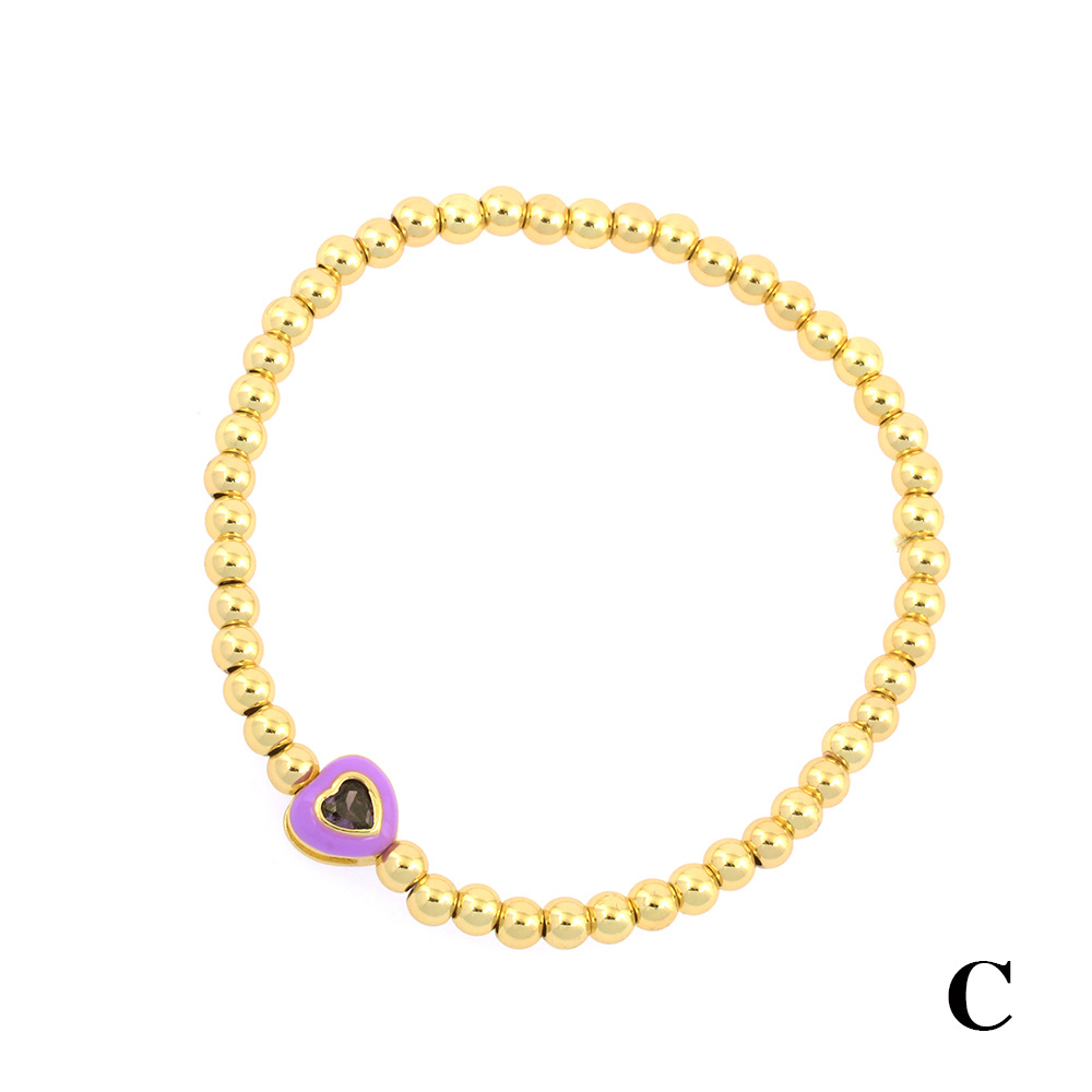 Heart Shape Pattern Women's Gender Simple Style Classic Style Heart Shape Copper Beaded Bracelets