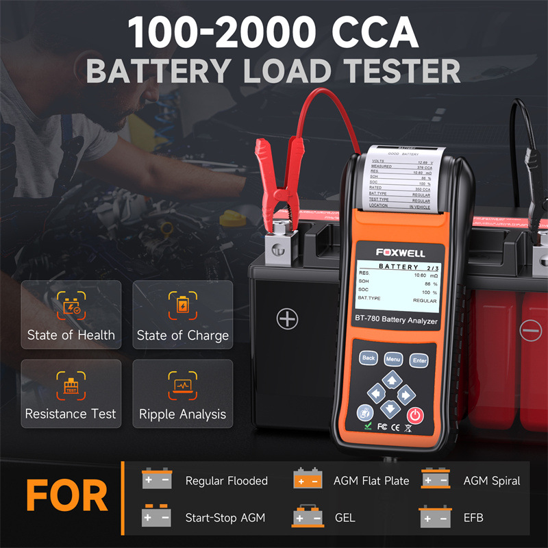 Foxwell BT780 Battery Analyzer汽车电池分析仪启动充电系统测试