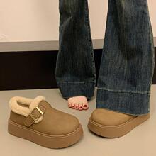 厚底勃肯鞋女冬2025新款加绒保暖一脚蹬雪地靴保暖博肯棉鞋毛毛鞋