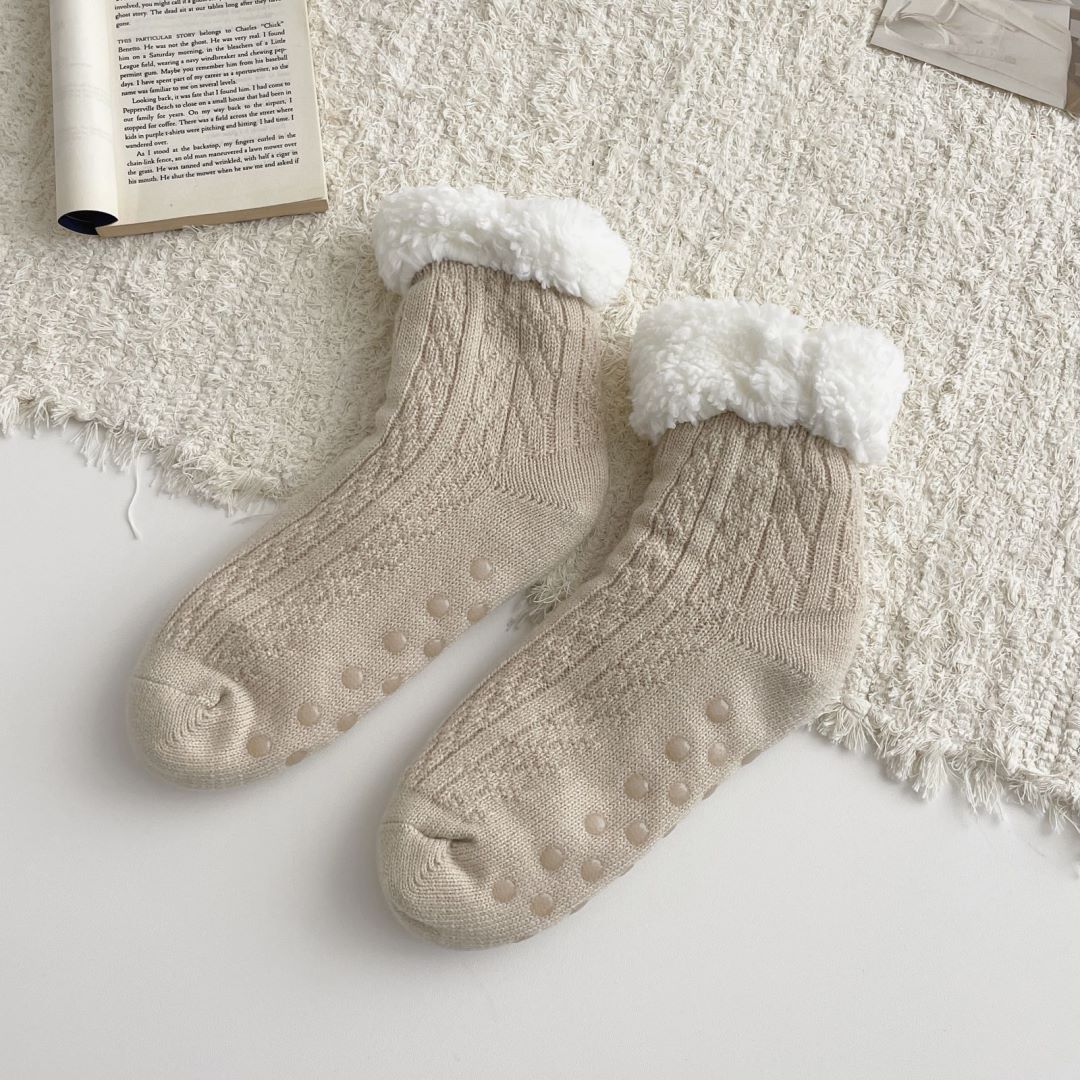 Velvet keep warm knee socks, mid-length