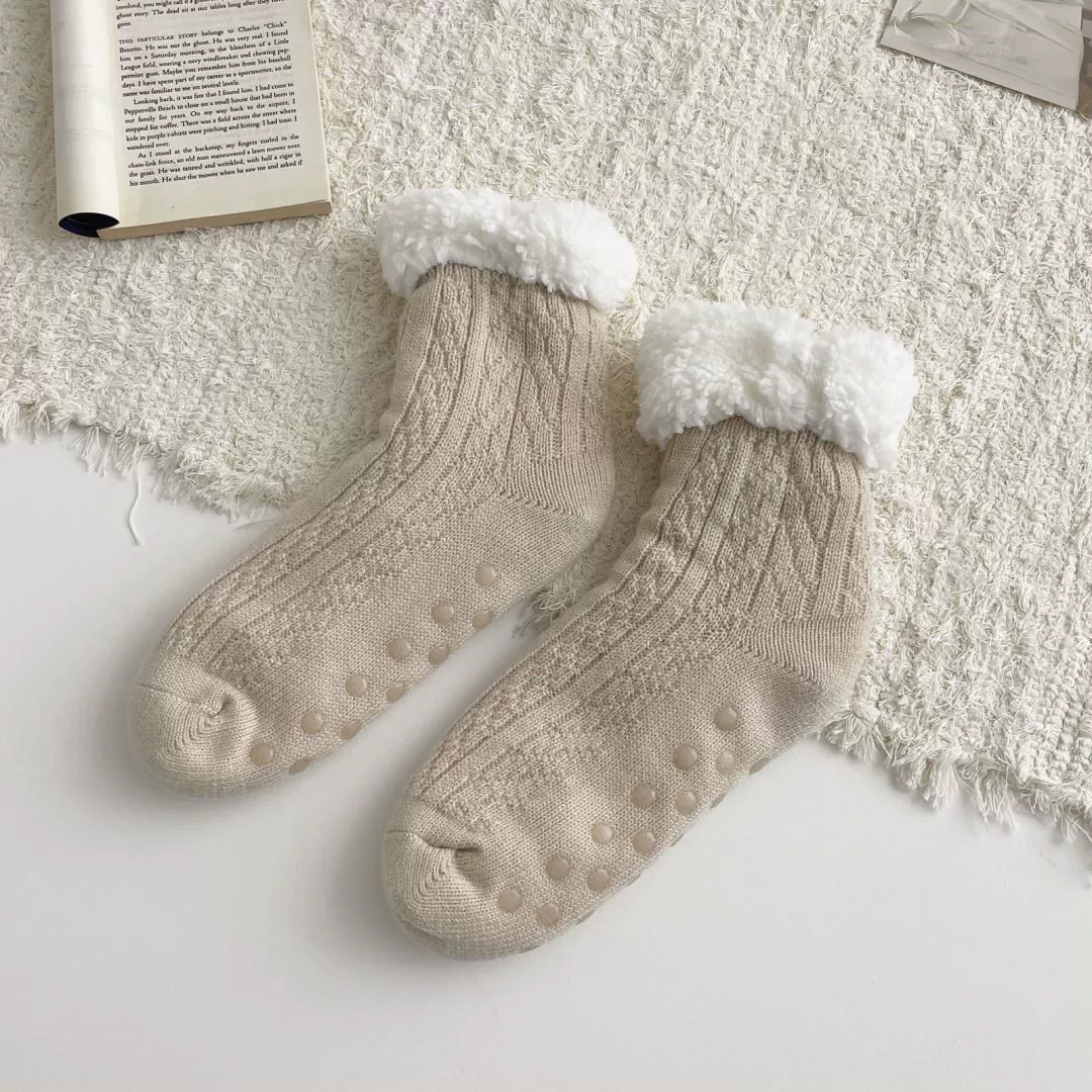 Velvet keep warm knee socks, mid-length