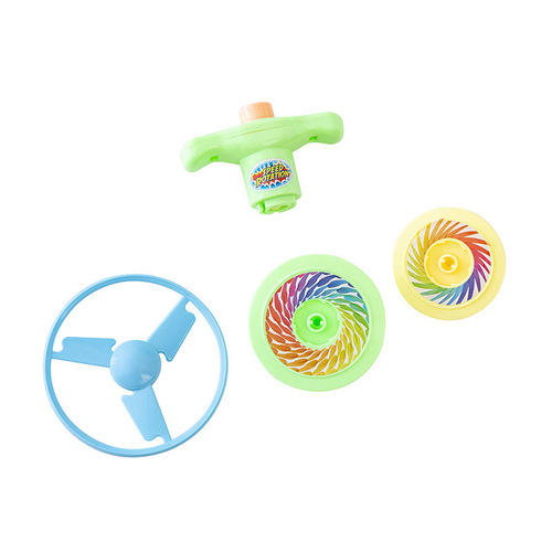 Whirlwind Flying Saucer Gyro Launcher Rotating Flying Saucer Gyro Toy Torsion Disc Set Children's Outdoor Toy Square