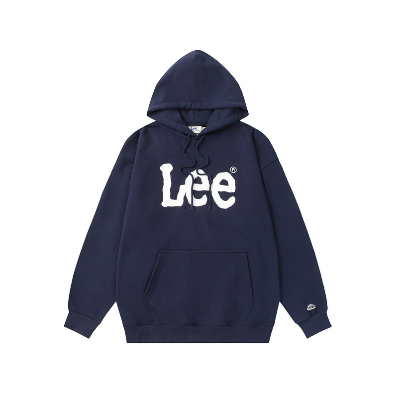 韩国潮牌lee字母印花撞色连帽宽松卫衣百搭毛圈带口袋情侣款卫衣|undefined
