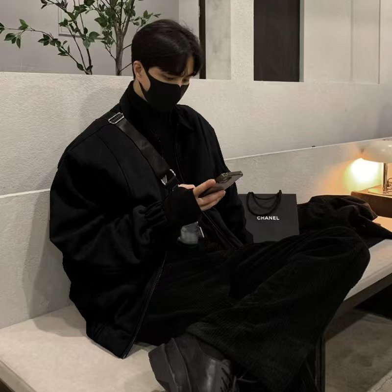 Chaqueta de gamuza para hombre 2024 primavera estilo coreano chaqueta de diseño marca de moda Suelta todo-fósforo pu chaqueta de solapa guapo