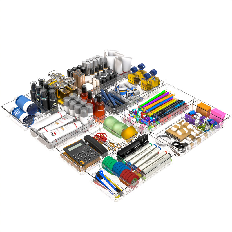 Cross-border Transparent Storage Box Cosmetic Storage Box Separable Stationery Sundries Finishing Box Tools Finishing Small Box