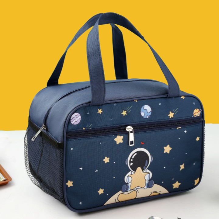 Bolsa de lonchera de aislamiento de gran capacidad de dibujos animados Bolsa de almuerzo portátil para estudiantes masculinos y femeninos Bolsa de almuerzo de papel de aluminio grueso Bolsa de aislamiento