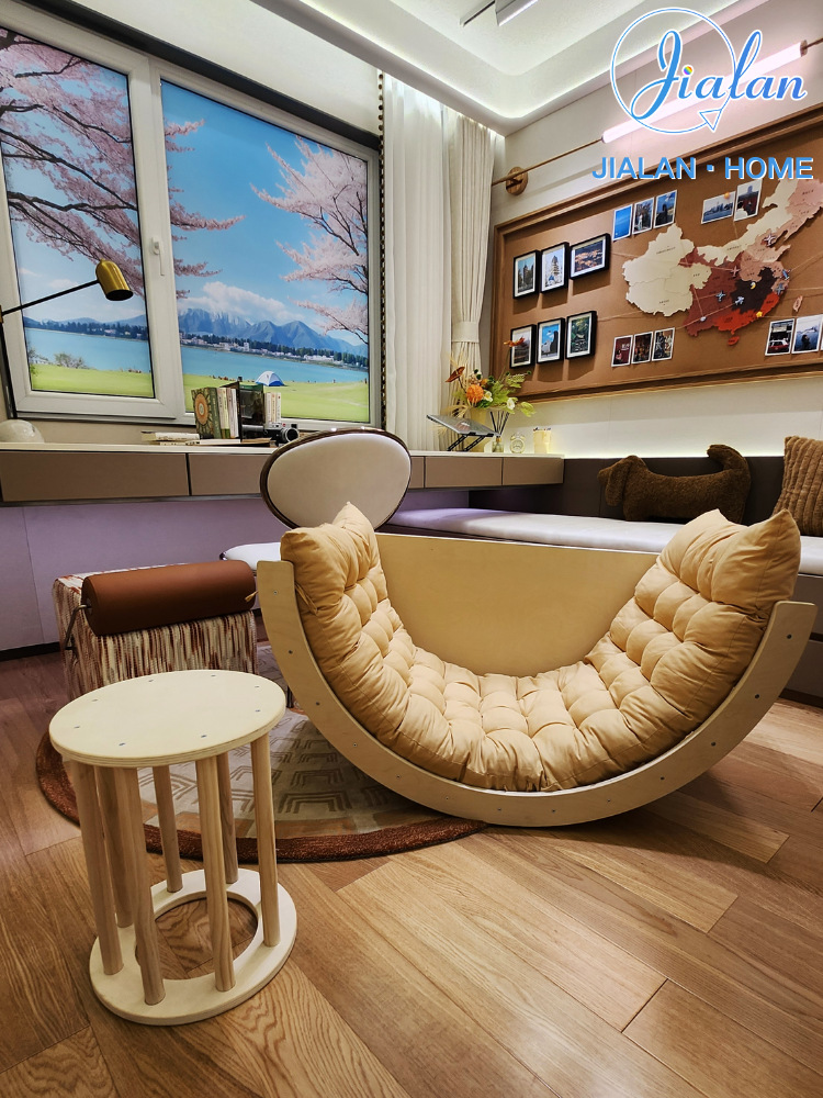 Jialan Kidsren's Rocking Chair Baby Recliner Solid Wood Multi-Functional Rocking Chair Soothing Cradle Sensory Training Baby Rocking J&