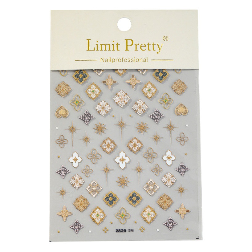 Buchelati estilo retro pegatinas de uñas 3D alivio de metal flor tridimensional avanzada estrella decoraciones de uñas