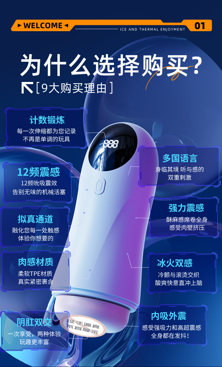 White Fantasy Cup Electric Male Masturbator with Vibration, Sound, Counter Display and Dual-Channel Design — detail image 12