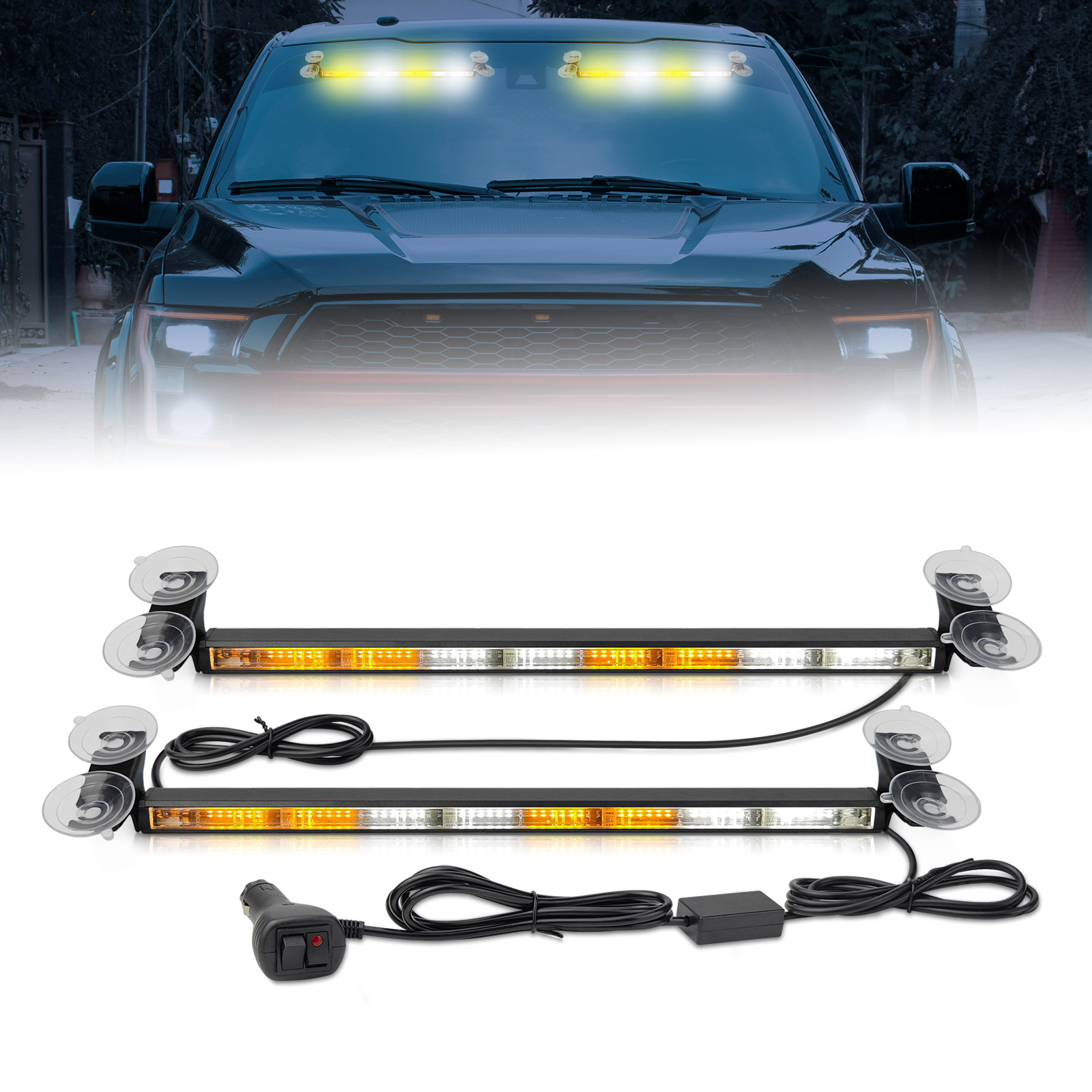 跨境新品汽车吸盘灯爆闪灯前后挡风玻璃杆灯吸盘遮阳板车窗警示灯